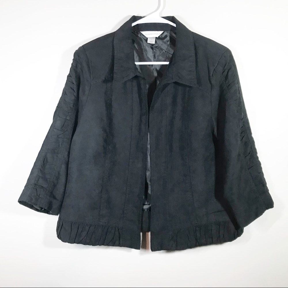 Christopher & Banks black ruched sleeve jacket